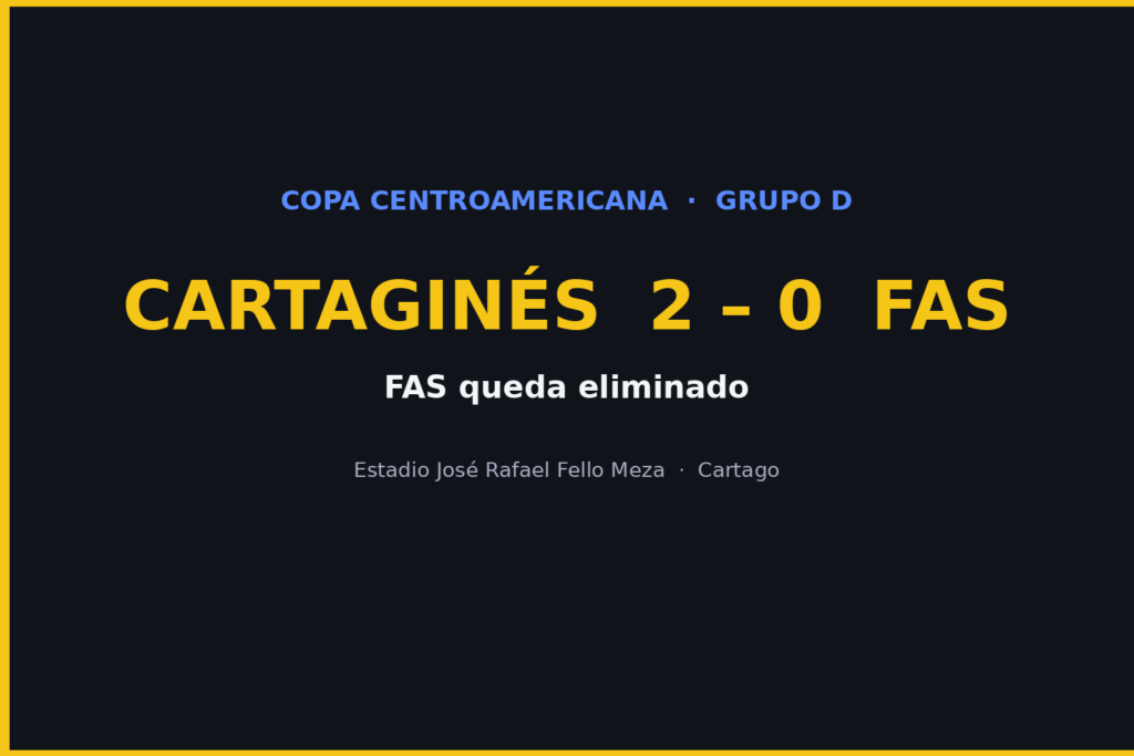 Cartaginés 2-0 FAS, Copa Centroamericana 2026. Gráfica editorial Haydeportes.