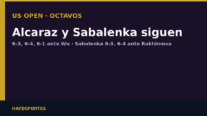 Alcaraz y Sabalenka a octavos US Open 2026. Gráfica editorial Haydeportes.