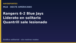Rangers 6-2 Blue Jays, liderato del Oeste. Gráfica editorial Haydeportes.