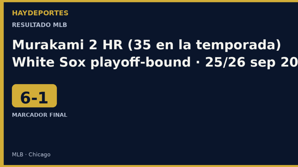 White Sox 6-1 Rockies. Murakami dos jonrones. Gráfica editorial Haydeportes.