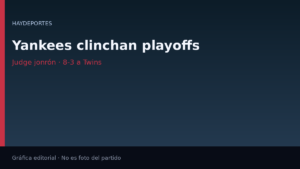 Yankees clinchan playoffs, Judge jonrón. Gráfica editorial Haydeportes.