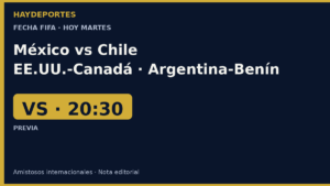 Previa Fecha FIFA: Mexico vs Chile, Estados Unidos vs Canada y Argentina vs Benin. Grafica editorial Haydeportes.
