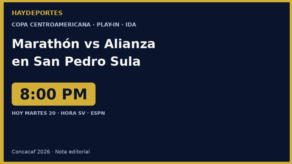 Marathón vs Alianza, ida del Play-In, hoy 8:00 p.m. hora SV. Grafica editorial Haydeportes.