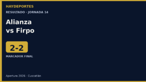 Alianza 2-2 Firpo, jornada 14 Apertura 2026. Grafica editorial Haydeportes.