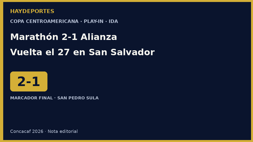 Marathón 2-1 Alianza en la ida del Play-In. Grafica editorial Haydeportes.