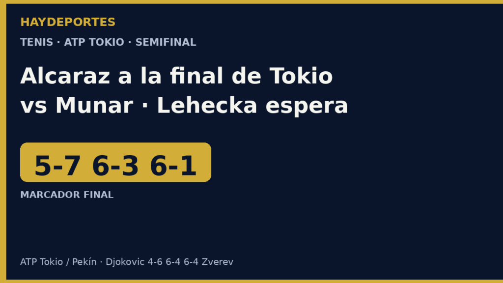Alcaraz vence a Munar y va a la final de Tokio. Grafica editorial Haydeportes.