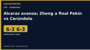 Alcaraz 6-3 6-3 Cerúndolo; Zheng elimina a Mertens. Grafica editorial Haydeportes.