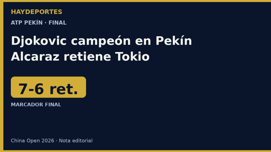 Djokovic gana el China Open y Alcaraz retiene el Japan Open. Grafica editorial Haydeportes.