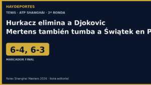 Hurkacz 6-4, 6-3 Djokovic en Shanghái. Grafica editorial Haydeportes.