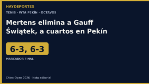 Elise Mertens vence 6-3, 6-3 a Coco Gauff en el China Open. Grafica editorial Haydeportes.