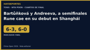 Bartunkova vence 6-3, 6-0 a Muchova en el China Open. Grafica editorial Haydeportes.