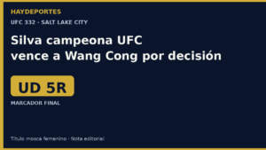 Natalia Silva campeona UFC 332 vs Wang Cong. Grafica editorial Haydeportes.
