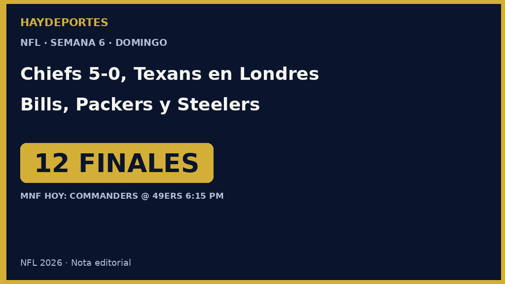 Resultados de la Semana 6 de la NFL. Grafica editorial Haydeportes.